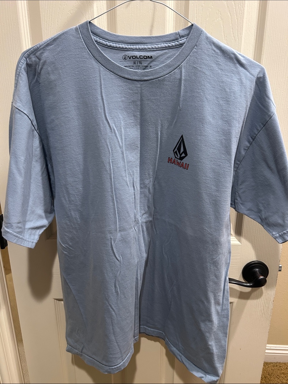 Volcom Hawaii Light Blue Logo Short Sleeve Tee. 100% Cotton.